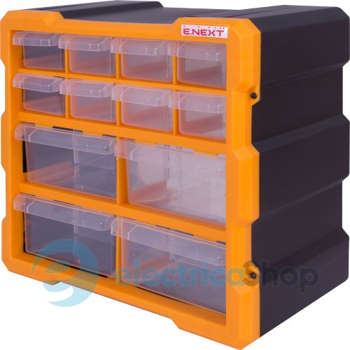 Органайзер пластиковый, e.toolbox.pro.19, 12-секционный 267х157х262мм t011019 E.NEXT