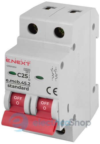 Модульный автоматический выключатель e.mcb.stand.45.2.C25, 2P, 25А, C, 4,5kA s002019 E.NEXT
