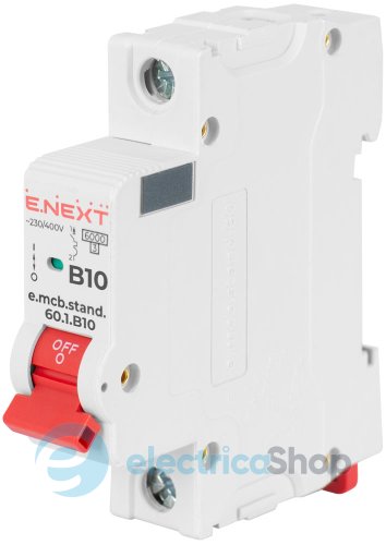 Модульный автоматический выключатель e.mcb.stand.60.1.B10, 1P, 10А, B, 6kA s001107 E.NEXT