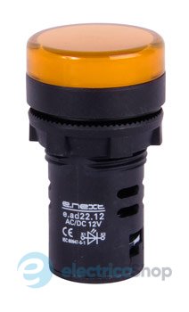 Арматура светосигнальная e.ad22.12.yellow d22мм 12В АС/DC желтая s009029 E.NEXT