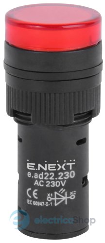 Арматура светосигнальная e.ad22.230.red d22мм 230В АС красная s009023 E.NEXT