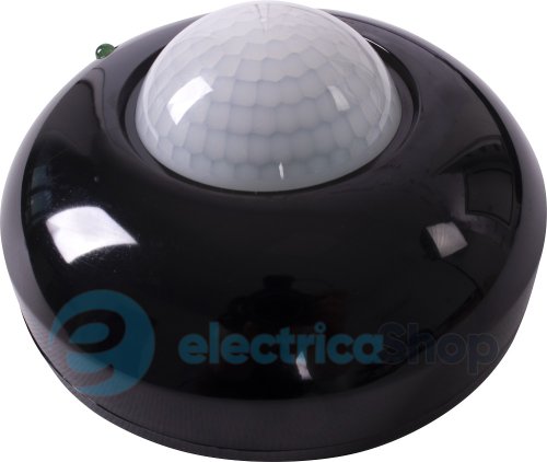 Датчик руху інфрачервоний стельовий e.sensor.pir.07.black(чорний), 360°, IP20 s061034 E.NEXT