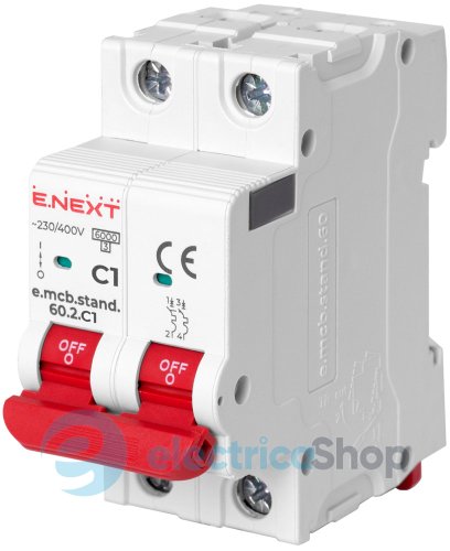 Модульний автоматичний вимикач e.mcb.stand.60.2.C1, 2P, 1А, C, 6kA, s002154 E.NEXT