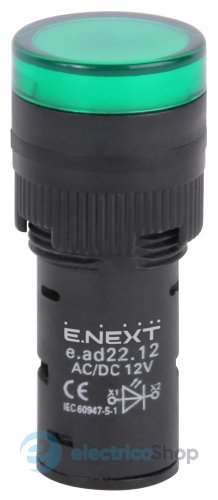 Арматура светосигнальная e.ad22.230.green d22мм 230В АС зеленая s009022 E.NEXT