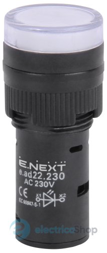 Арматура светосигнальная e.ad22.230.white d22мм 230В АС белая s009026 E.NEXT
