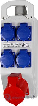 Монтажний набір, 16A, 3Р+N+Z, 400V, 4x16 2P+Z, 250V, TAREL 391