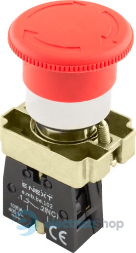 Кнопка "грибок" с фиксацией поворотная e.mb.bs542 красный, 1NC p0810123 E.NEXT