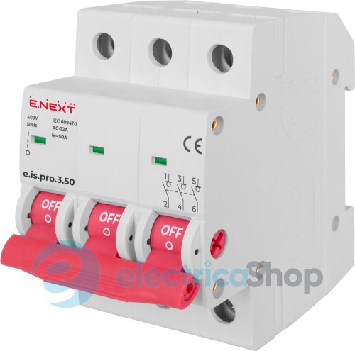 Вимикач навантаження на DIN-рейку e.is.3.50, 3р, 50А p008009 E.NEXT