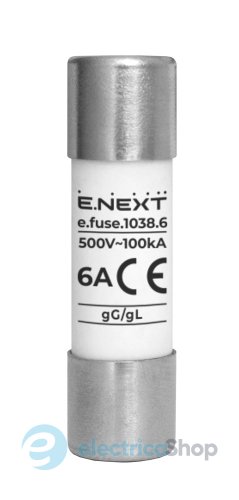 Запобіжник плавкий e.fuse.1038.6, типорозмір 10х38, 6А i0610013 E.NEXT