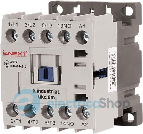 Контактор e.industrial.ukc.6M.220, 6А, 220В, no, малогабаритный i.0090001 E.NEXT