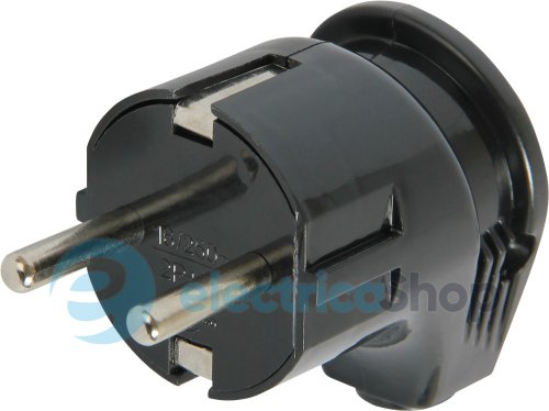 Вилка побутова e.plug.angle.008.16, з з/к, 16А, кутова, чорна E.NEXT s9100005