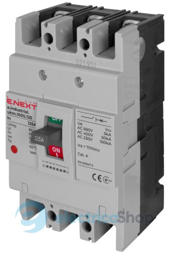 Силовий автоматичний вимикач e.industrial.ukm.100S.125, 3р, 125А i0010033 E.NEXT