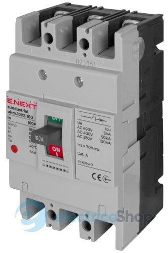 Силовий автоматичний вимикач e.industrial.ukm.100S.160, 3р, 160А i0010034 E.NEXT