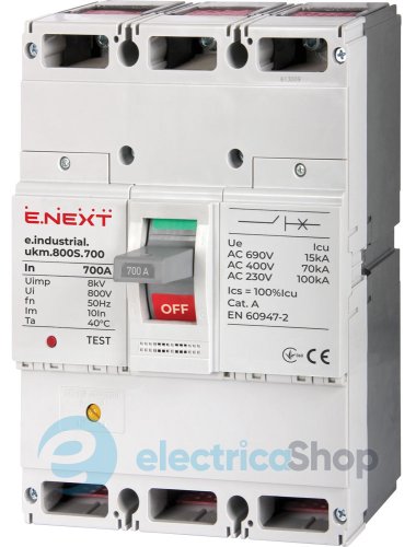 Силовой автоматический выключатель e.industrial.ukm.800S.700, 3р, 700А i0010029 E.NEXT
