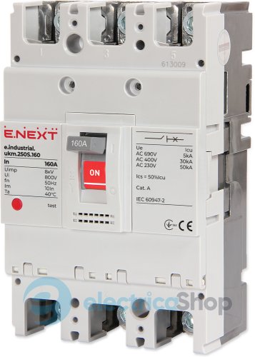 Силовой автоматический выключатель e.industrial.ukm.250S.160, 3р, 160А i0010007 E.NEXT