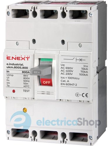 Силовой автоматический выключатель e.industrial.ukm.800S.800, 3р, 800А i0010012 E.NEXT
