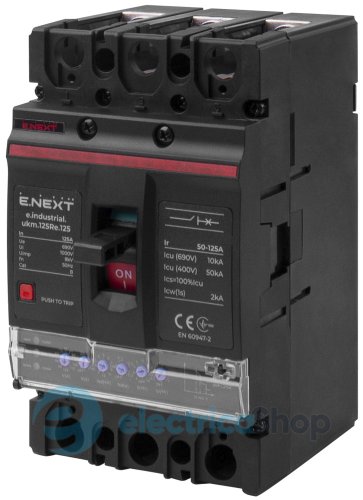 Силовой автоматический выключатель e.industrial.ukm.125Re.125 с электронным расцепителем, 3р, 125А i0770056 E.NEXT