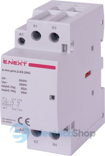 Модульный контактор e.mc.pro.2.63.2NC, 2р, 63А, 2NC, 220В p005229 E.NEXT