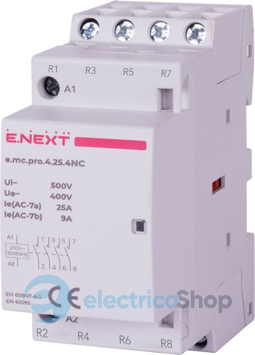 Модульний контактор e.mc.pro.4.25.4NC, 4р, 25А, 4NC, 220В p005224 E.NEXT