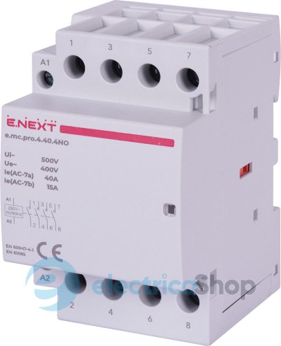 Модульный контактор e.mc.pro.4.40.4NO, 4р, 40А, 4NO, 220В p005207 E.NEXT