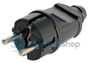 Вилка побутова e.plug.straight.004.16, з з/к, 16А, пряма, чорна E.NEXT s9100003