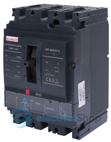 Силовой автоматический выключатель e.industrial.ukm.100R.100 с регулировкой, 3р, 100А i091005 E.NEXT
