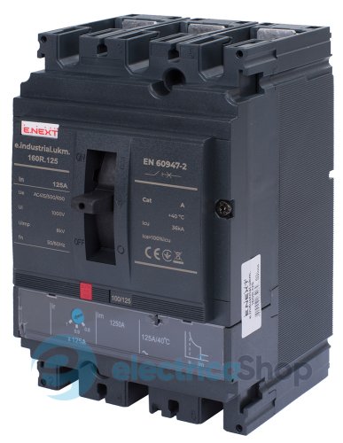Силовий автоматичний вимикач e.industrial.ukm.160R.125 з регулюванням, 3р, 125А i091006 E.NEXT