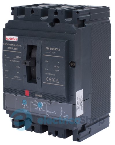 Силовой автоматический выключатель e.industrial.ukm.250R.250 с регулировкой, 3р, 250А i091009 E.NEXT