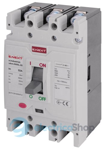 Силовой автоматический выключатель e.industrial.ukm.100SL.32, 3р, 32А i0660024 E.NEXT