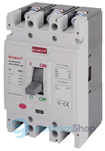Силовой автоматический выключатель e.industrial.ukm.100SL.40, 3р, 40А i0660011 E.NEXT