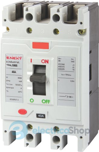 Силовой автоматический выключатель e.industrial.ukm.100S.40, 3р, 40А i0010020 E.NEXT