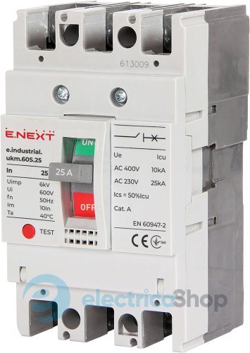 Силовой автоматический выключатель e.industrial.ukm.60S.25, 3р, 25А i0010026 E.NEXT