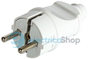 Вилка побутова e.plug.straight.003.16, з з/к, 16А, пряма, біла E.NEXT s9100002