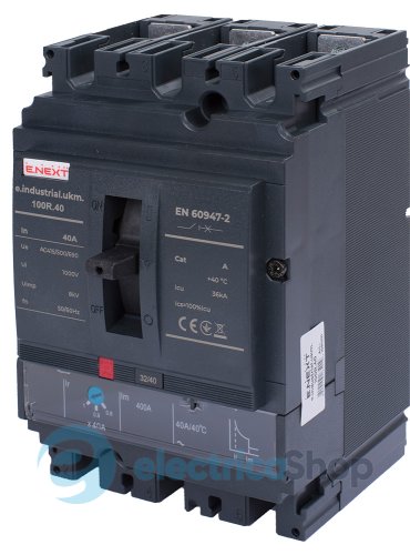 Силовой автоматический выключатель e.industrial.ukm.100R.40 с регулировкой, 3р, 40А i091001 E.NEXT