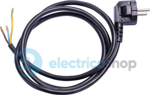 Шнур з вилкою e.wire.plug.black.1,5, 3х1,5, 1,2м, чорний E.NEXT l020014