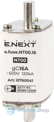 Запобіжник плавкий e.fuse.NT00.16, габарит 00, 16А i0760041 E.NEXT