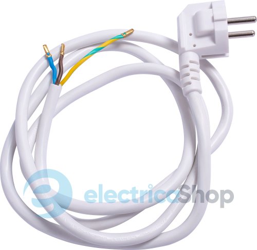 Шнур з вилкою e.wire.plug.white.1,5, 3х1,5, 1,2м, білий E.NEXT l020013
