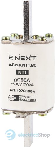 Запобіжник плавкий e.fuse.NT1.80, габарит 1, 80А i0760084 E.NEXT