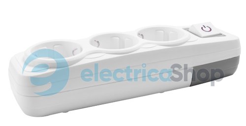 Колодка e.t.es.3.z.s  3 гнізда,  з з/к, з вимикачем E.NEXT s042105