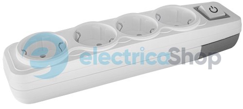 Колодка e.t.es.4.z.s  4 гнізда,  з з/к, з вимикачем E.NEXT s042106