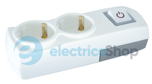 Колодка e.t.es.2.z.s  2 гнізда,  з з/к, з вимикачем E.NEXT s042107