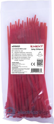 Кабельна стяжка e.ct.stand.150.4.red (100шт), червона E.NEXT s015021