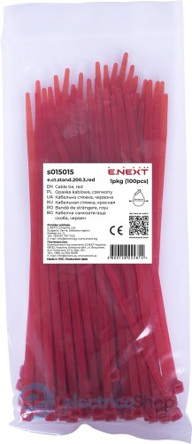 Кабельна стяжка e.ct.stand.200.3.red (100шт), червона E.NEXT s015015