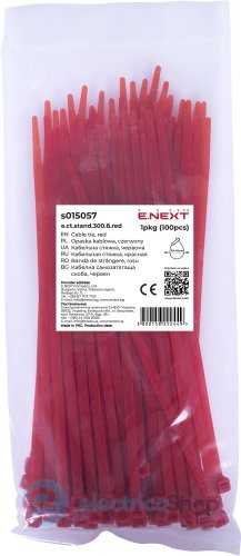 Кабельна стяжка e.ct.stand.300.8.red (100шт), червона E.NEXT s015057