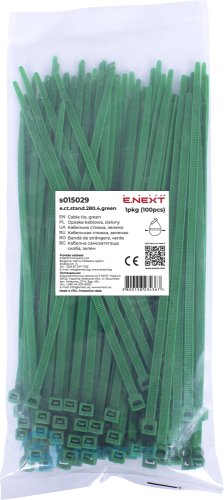Кабельна стяжка e.ct.stand.280.4.green (100шт), зелена E.NEXT s015029