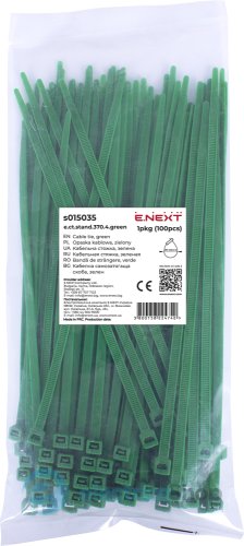 Кабельна стяжка e.ct.stand.370.4.green (100шт), зелена E.NEXT s015035