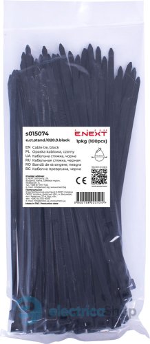Кабельная стяжка e.ct.stand.1020.9.black (100шт), черная s015074 E.NEXT