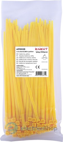 Кабельная стяжка e.ct.stand.280.4.yellow (100шт), желтая s015028 E.NEXT