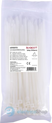 Кабельная стяжка e.ct.stand.1020.9.white (100шт), белая s015073 E.NEXT