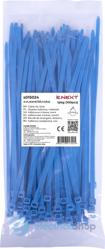 Кабельная стяжка e.ct.stand.150.4.blue (100шт), синяя s015024 E.NEXT
